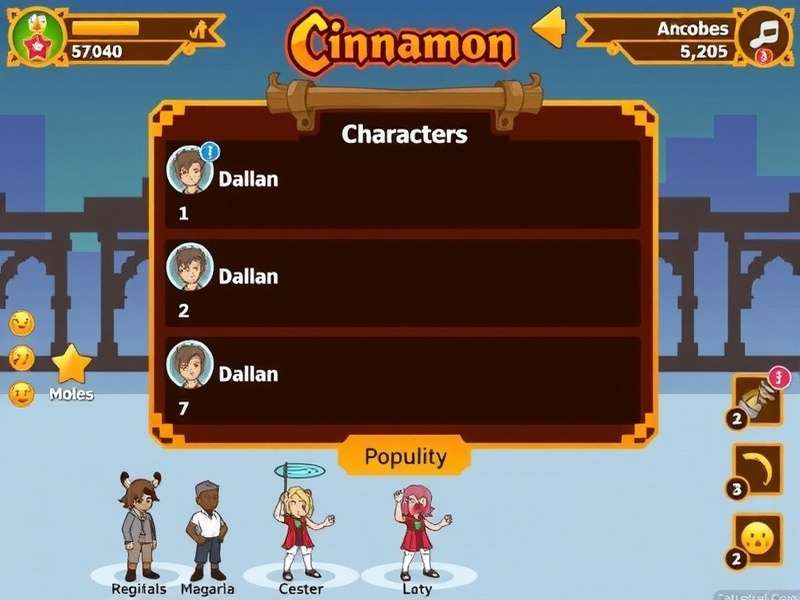 Dash Through Cinnamon character selection screen